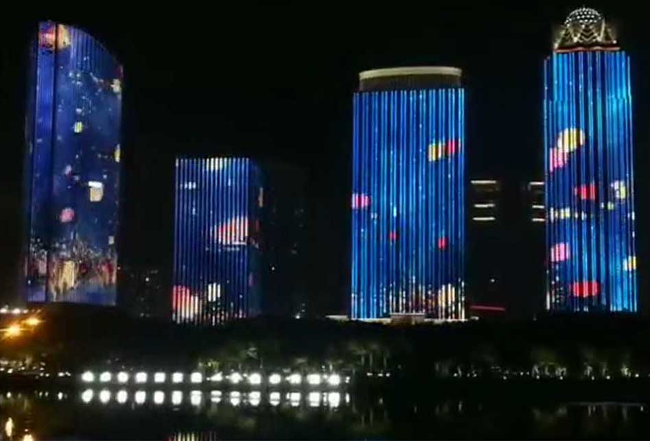 藍色動態(tài)樓體亮化